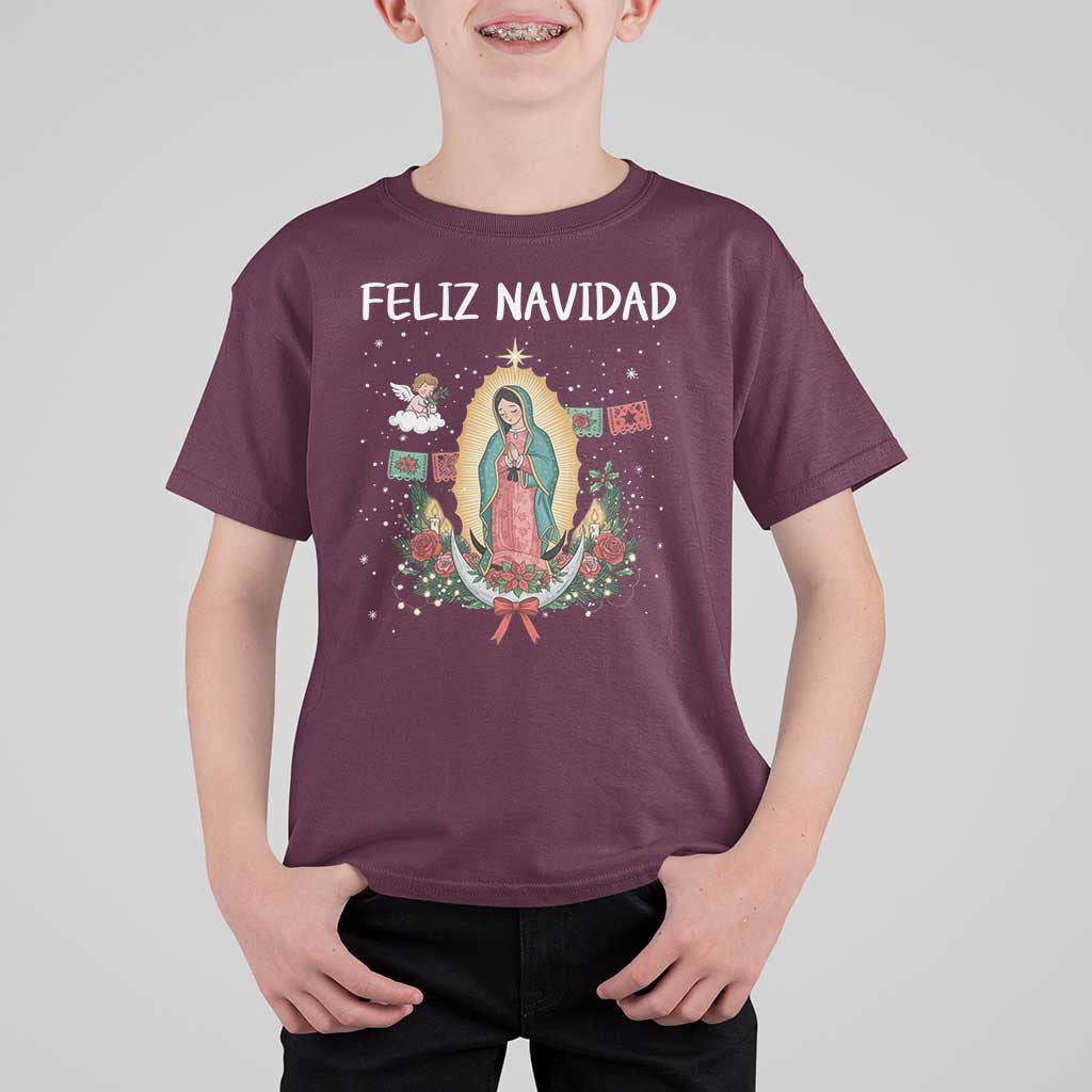 Our Lady of Guadalupe Christmas T Shirt For Kid Feliz Navidad - Wonder Print Shop