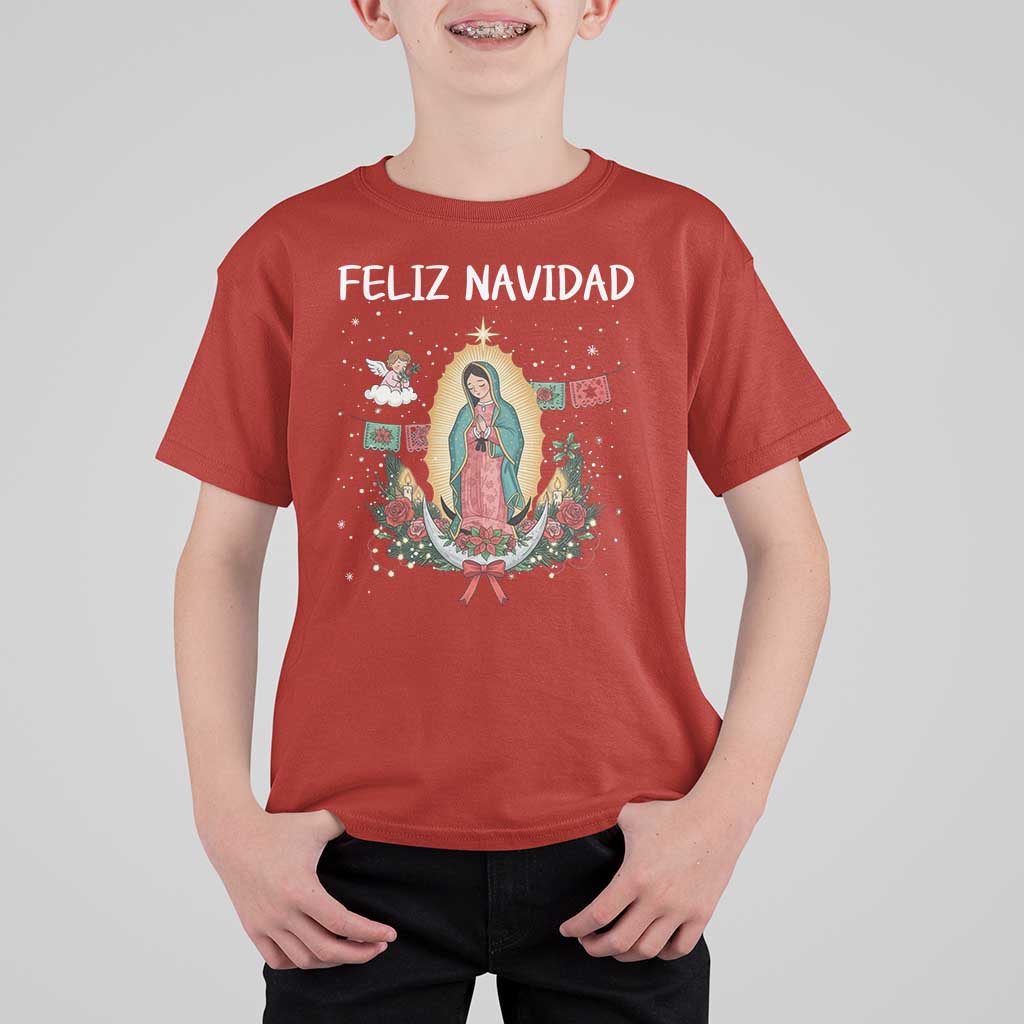 Our Lady of Guadalupe Christmas T Shirt For Kid Feliz Navidad - Wonder Print Shop