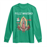 Our Lady of Guadalupe Christmas Long Sleeve Shirt Feliz Navidad - Wonder Print Shop