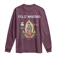 Our Lady of Guadalupe Christmas Long Sleeve Shirt Feliz Navidad - Wonder Print Shop