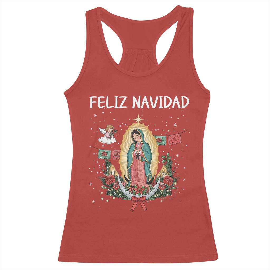 Our Lady of Guadalupe Christmas Racerback Tank Top Feliz Navidad - Wonder Print Shop