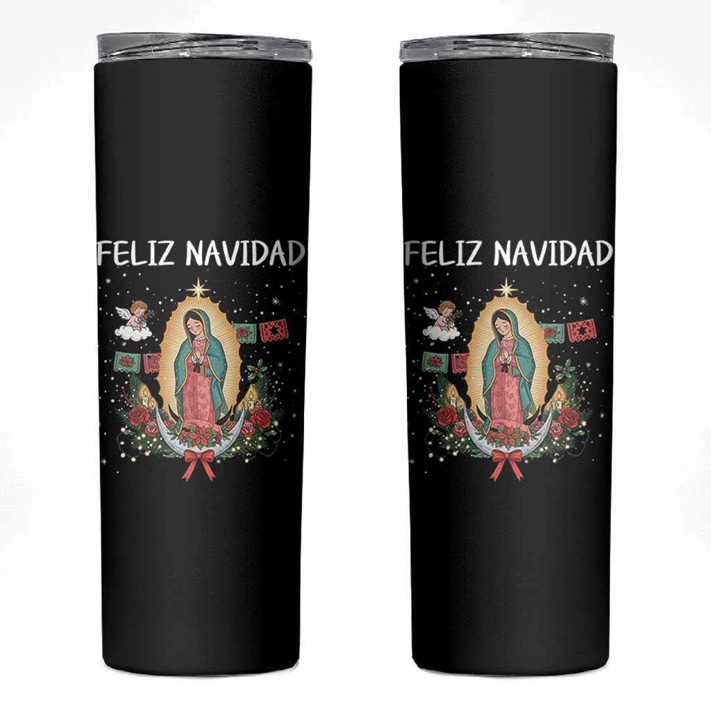 Our Lady of Guadalupe Christmas Skinny Tumbler Feliz Navidad - Wonder Print Shop