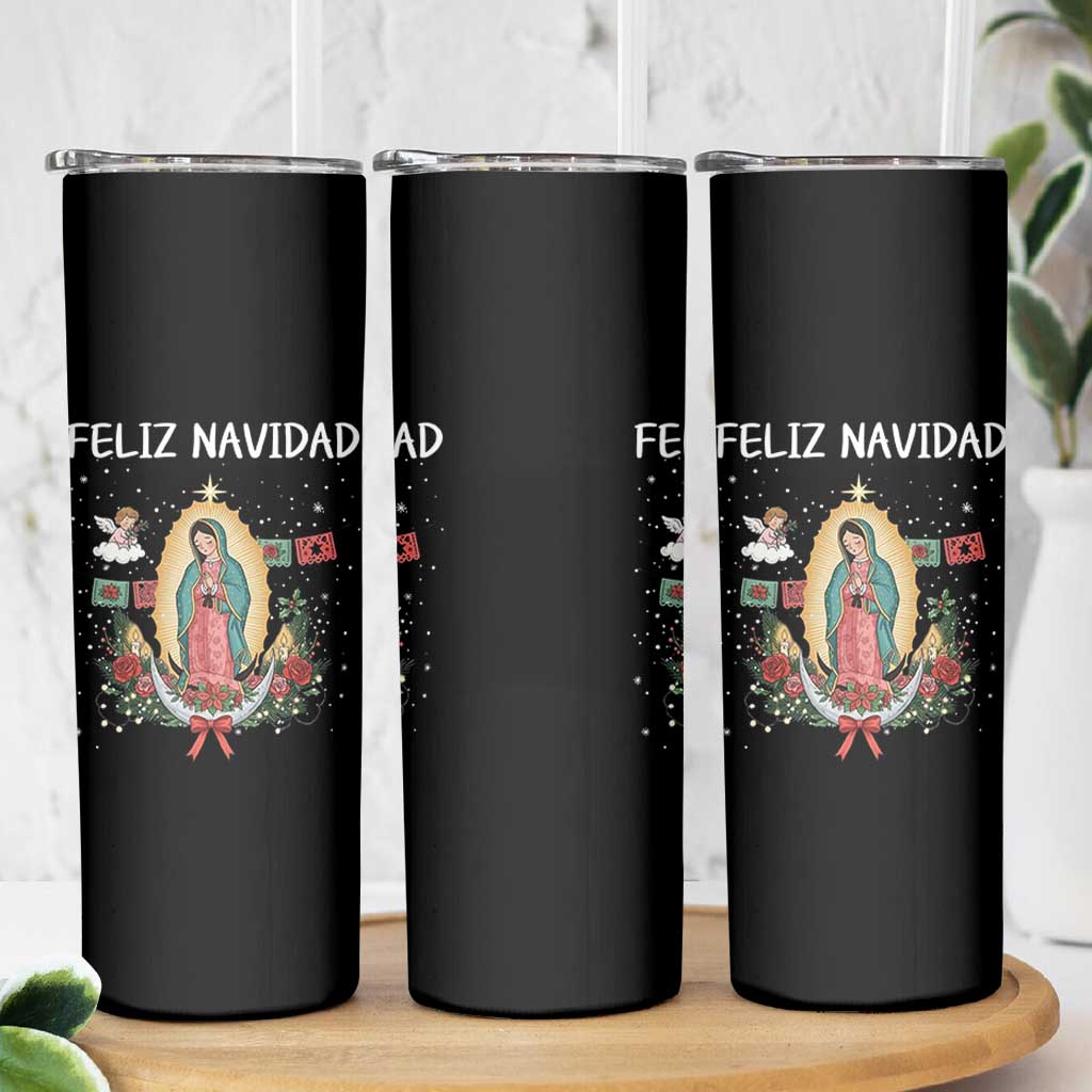 Our Lady of Guadalupe Christmas Skinny Tumbler Feliz Navidad - Wonder Print Shop