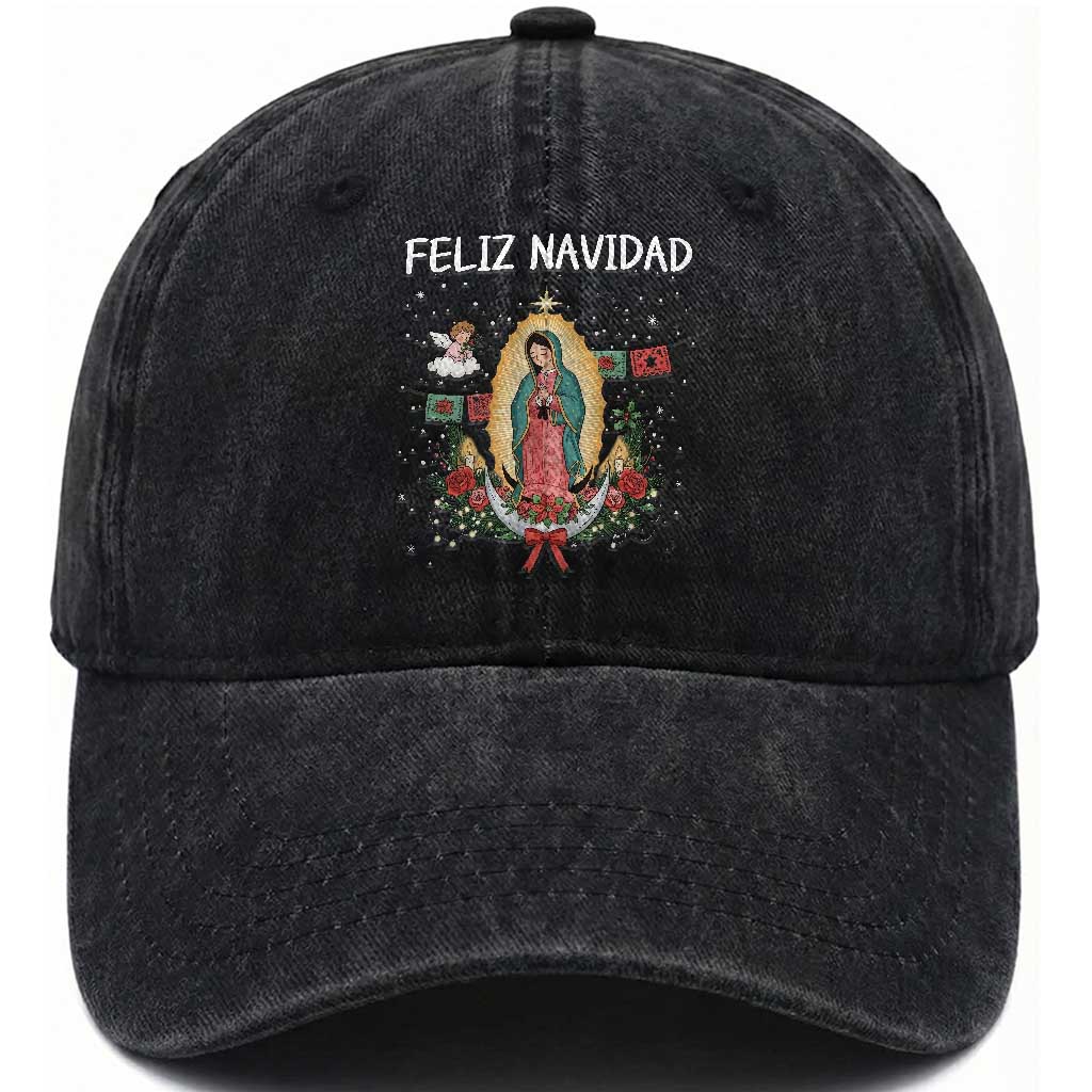 Our Lady of Guadalupe Christmas Washed Cotton Baseball Cap Feliz Navidad