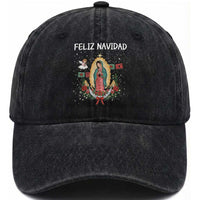 Our Lady of Guadalupe Christmas Washed Cotton Baseball Cap Feliz Navidad