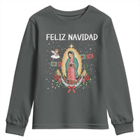 Our Lady of Guadalupe Christmas Youth Sweatshirt Feliz Navidad - Wonder Print Shop