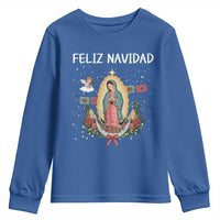 Our Lady of Guadalupe Christmas Youth Sweatshirt Feliz Navidad - Wonder Print Shop