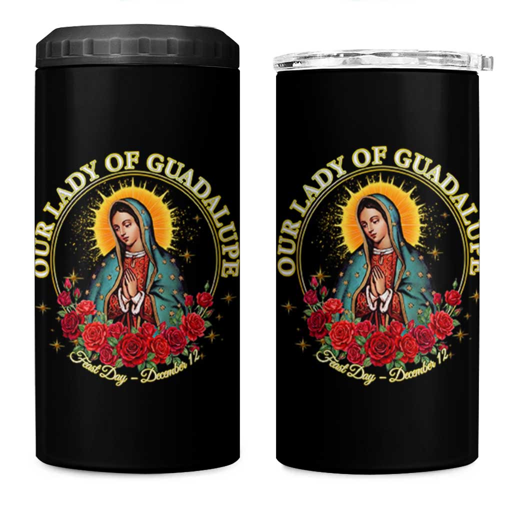 Virgen De Guadalupe Catholic 4 in 1 Can Cooler Tumbler Our Lady Of Guadalupe - Wonder Print Shop