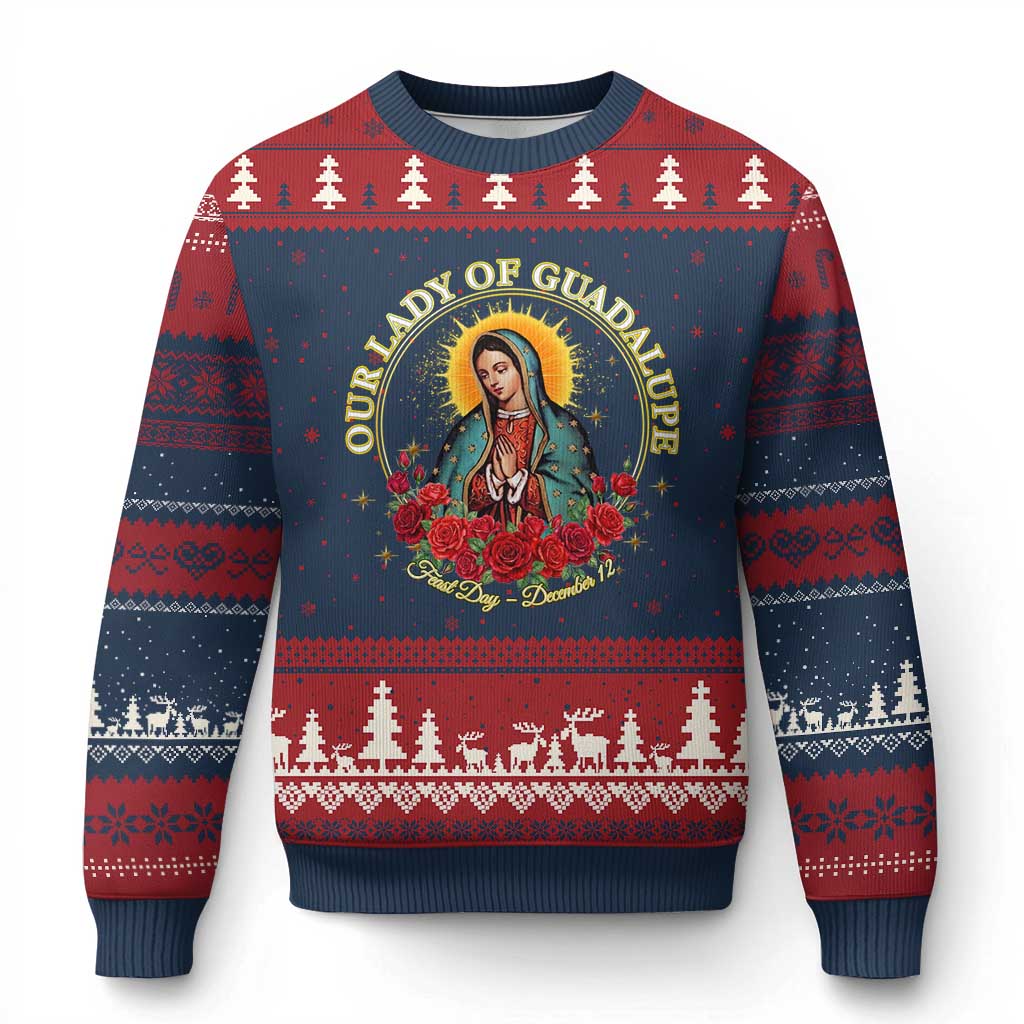 Virgen De Guadalupe Catholic Ugly Christmas Sweater Our Lady Of Guadalupe - Wonder Print Shop