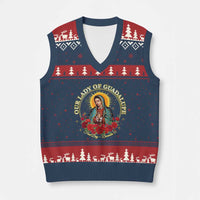 Virgen De Guadalupe Catholic V-Neck Knit Sweater Vest Our Lady Of Guadalupe - Wonder Print Shop