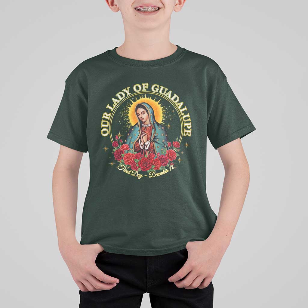 Virgen De Guadalupe Catholic T Shirt For Kid Our Lady Of Guadalupe - Wonder Print Shop