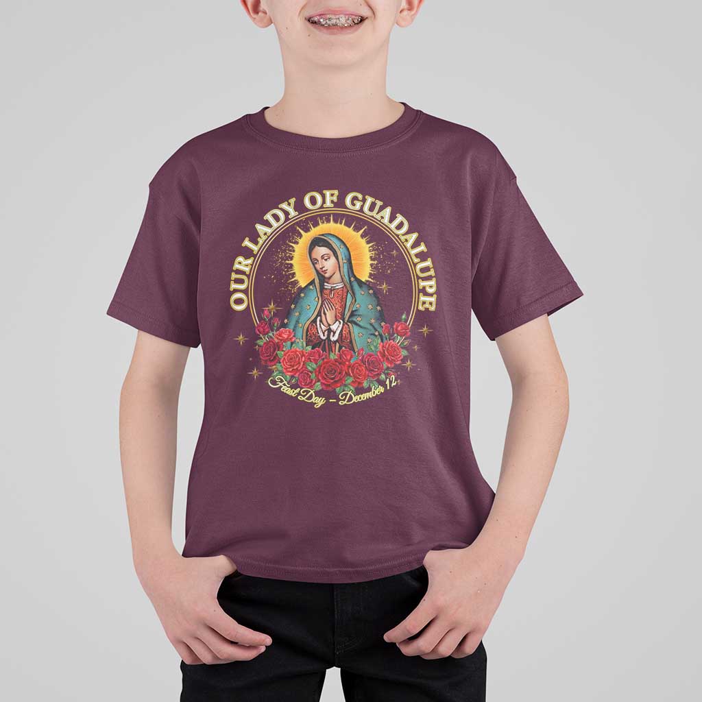 Virgen De Guadalupe Catholic T Shirt For Kid Our Lady Of Guadalupe - Wonder Print Shop
