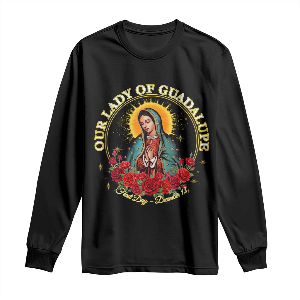 Virgen De Guadalupe Catholic Long Sleeve Shirt Our Lady Of Guadalupe - Wonder Print Shop