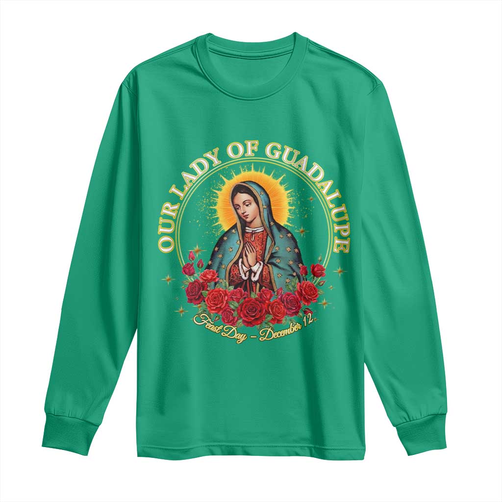 Virgen De Guadalupe Catholic Long Sleeve Shirt Our Lady Of Guadalupe - Wonder Print Shop