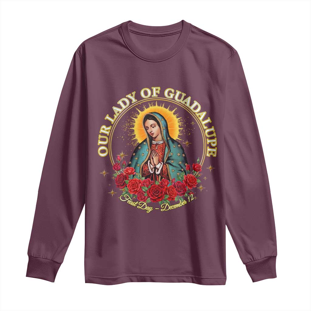 Virgen De Guadalupe Catholic Long Sleeve Shirt Our Lady Of Guadalupe - Wonder Print Shop