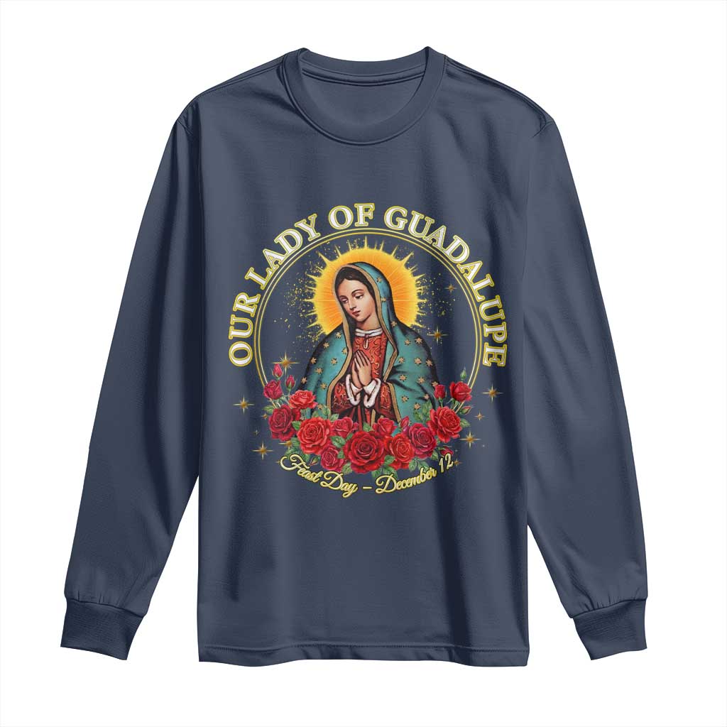 Virgen De Guadalupe Catholic Long Sleeve Shirt Our Lady Of Guadalupe - Wonder Print Shop
