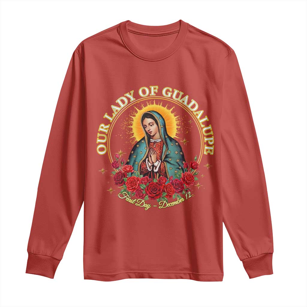 Virgen De Guadalupe Catholic Long Sleeve Shirt Our Lady Of Guadalupe - Wonder Print Shop