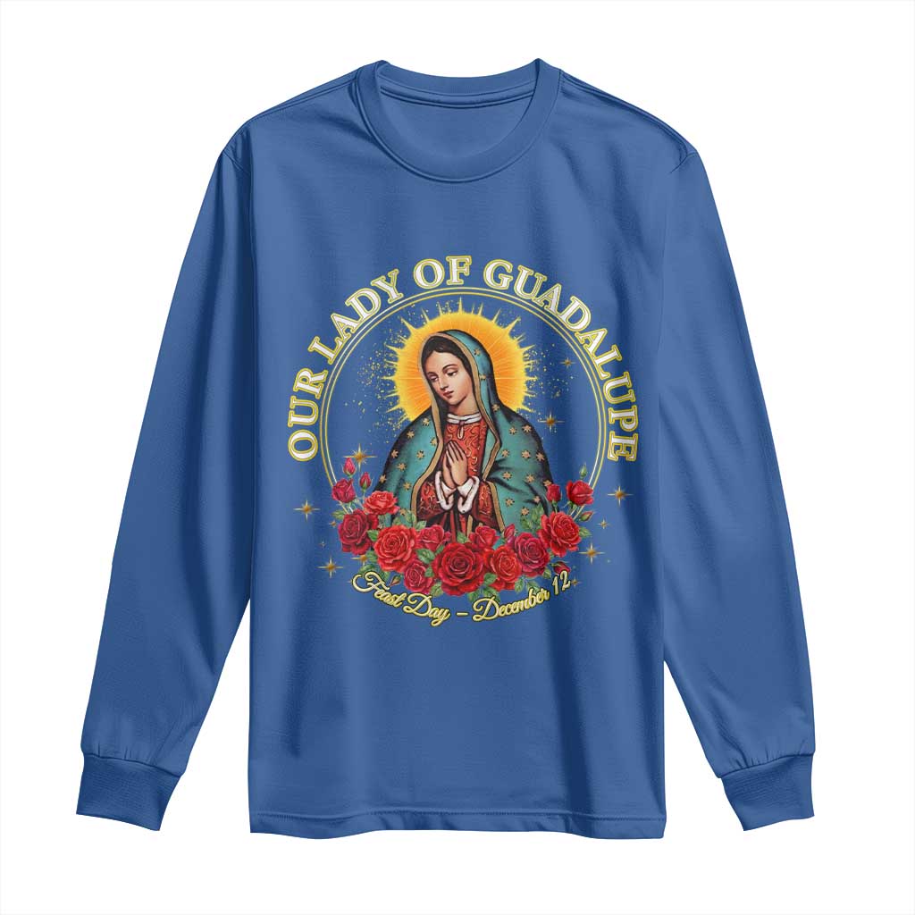 Virgen De Guadalupe Catholic Long Sleeve Shirt Our Lady Of Guadalupe - Wonder Print Shop