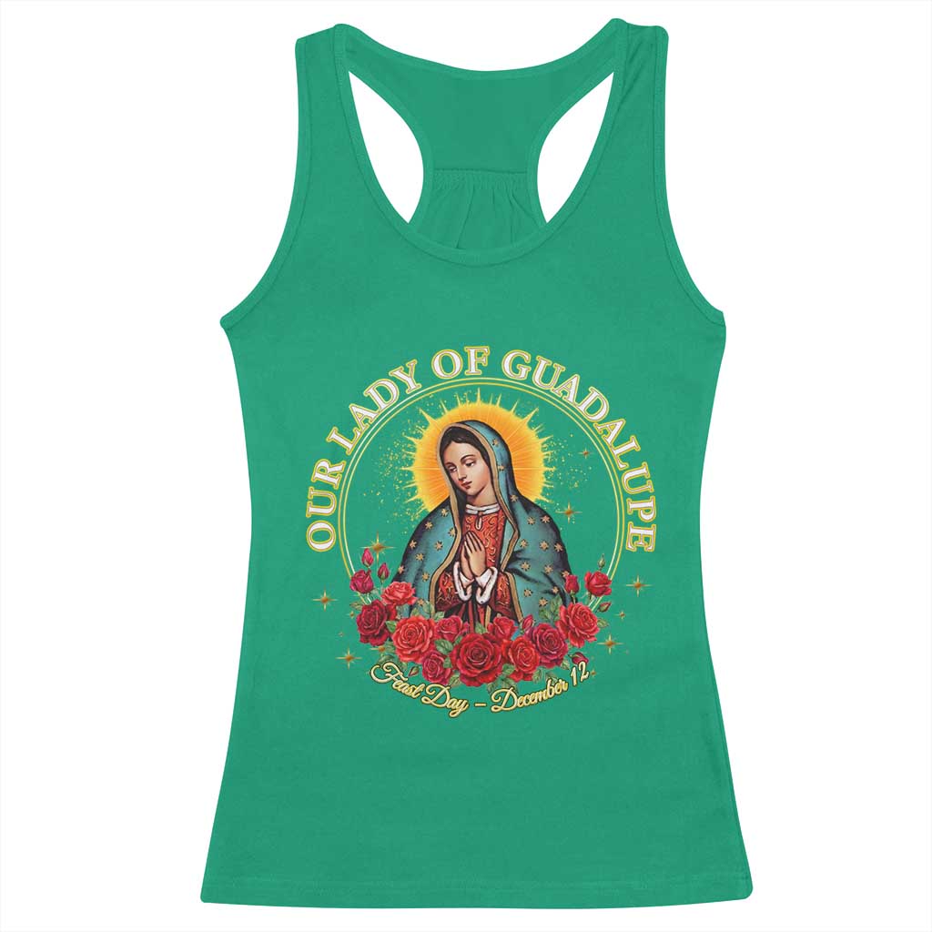 Virgen De Guadalupe Catholic Racerback Tank Top Our Lady Of Guadalupe - Wonder Print Shop