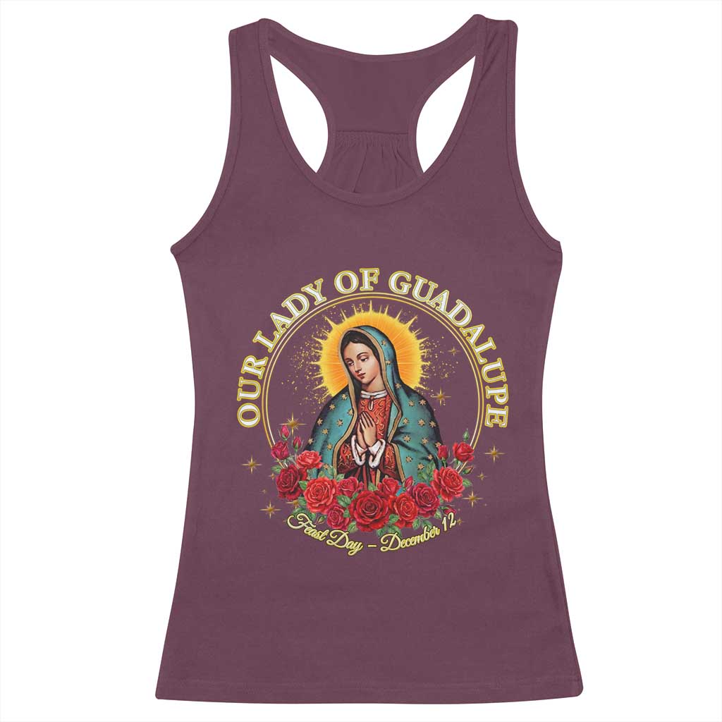 Virgen De Guadalupe Catholic Racerback Tank Top Our Lady Of Guadalupe - Wonder Print Shop