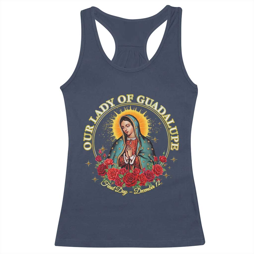 Virgen De Guadalupe Catholic Racerback Tank Top Our Lady Of Guadalupe - Wonder Print Shop
