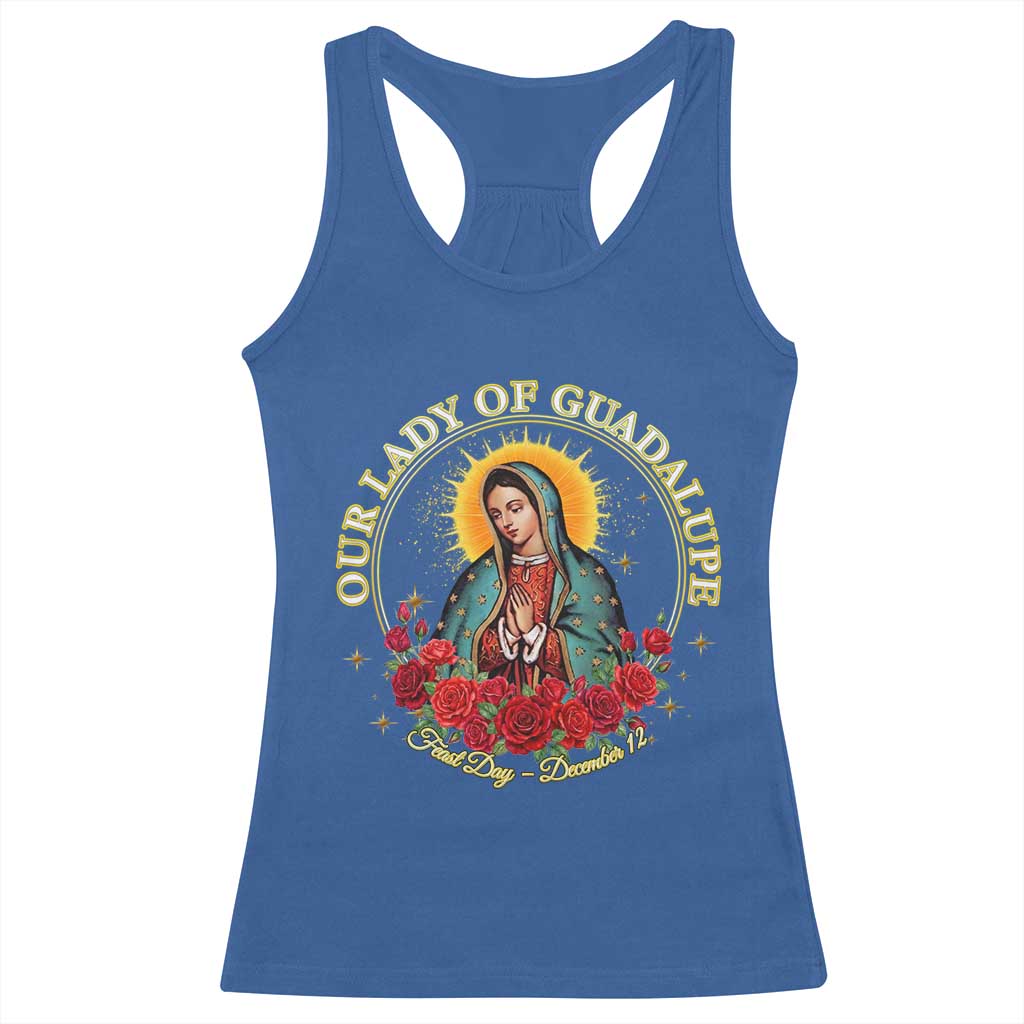 Virgen De Guadalupe Catholic Racerback Tank Top Our Lady Of Guadalupe - Wonder Print Shop