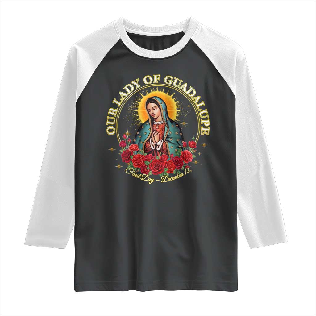 Virgen De Guadalupe Catholic Raglan Shirt Our Lady Of Guadalupe - Wonder Print Shop