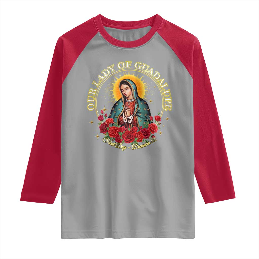 Virgen De Guadalupe Catholic Raglan Shirt Our Lady Of Guadalupe - Wonder Print Shop