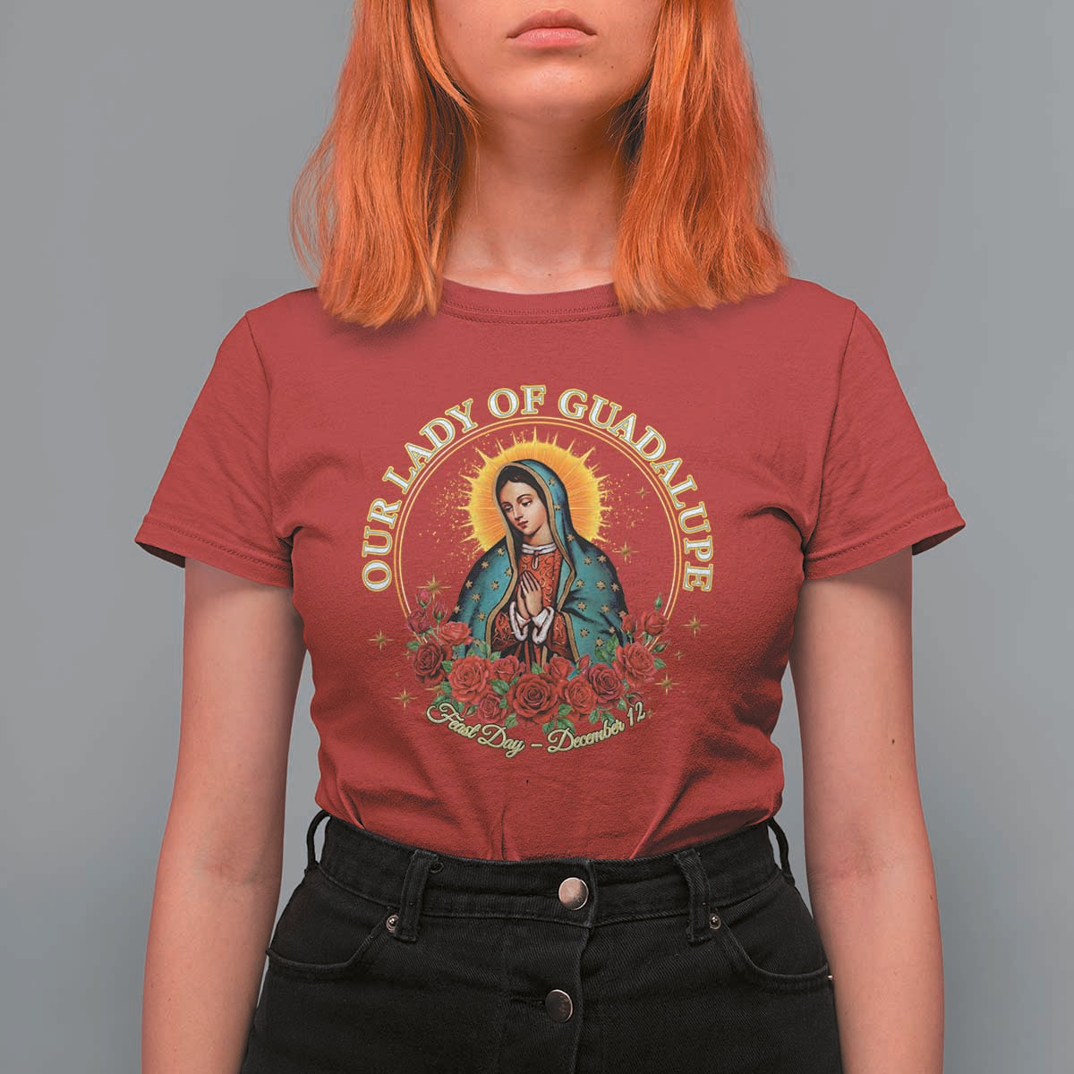 Virgen De Guadalupe Catholic T Shirt For Women Our Lady Of Guadalupe - Wonder Print Shop