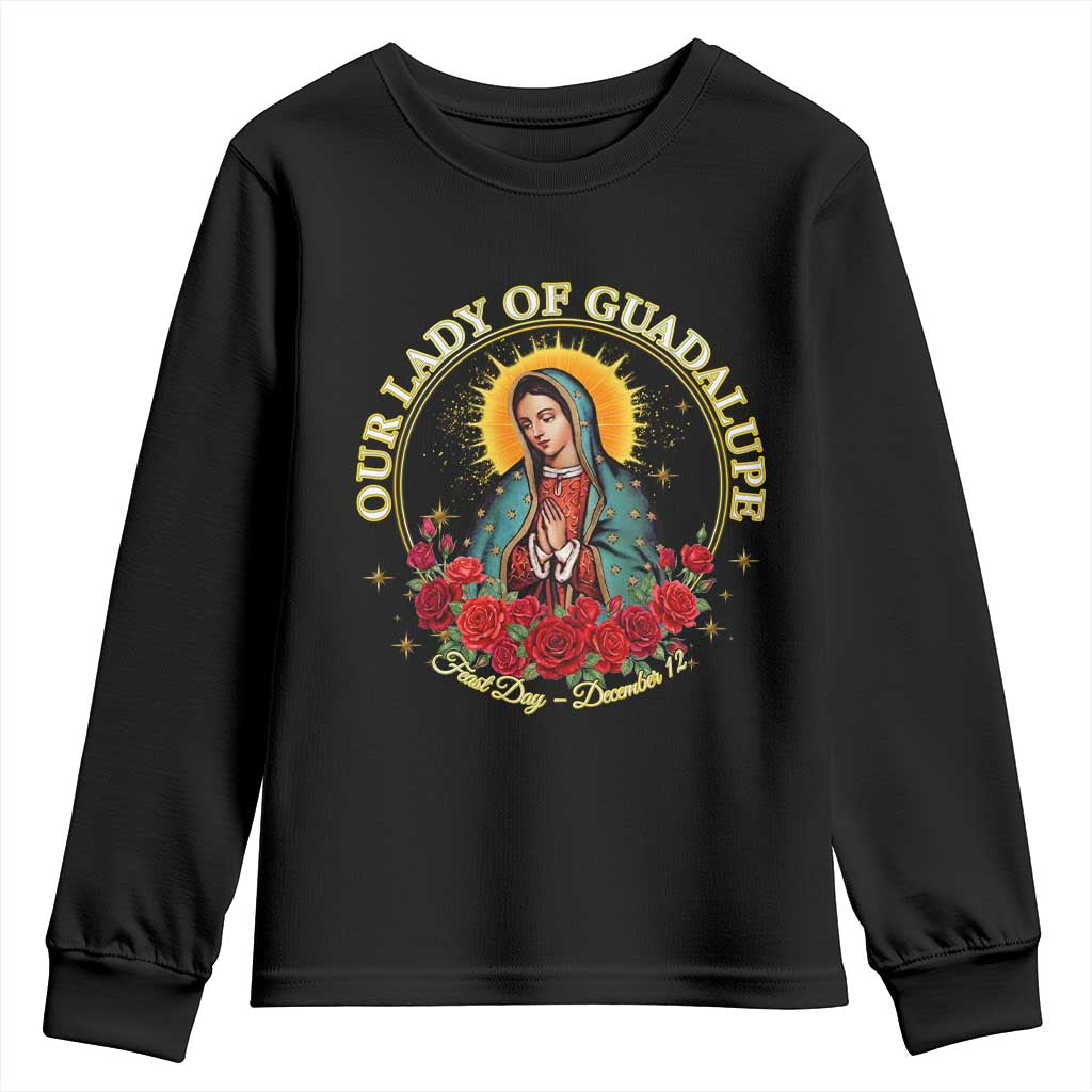 Virgen De Guadalupe Catholic Youth Sweatshirt Our Lady Of Guadalupe - Wonder Print Shop