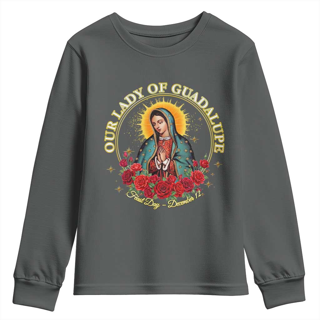 Virgen De Guadalupe Catholic Youth Sweatshirt Our Lady Of Guadalupe - Wonder Print Shop
