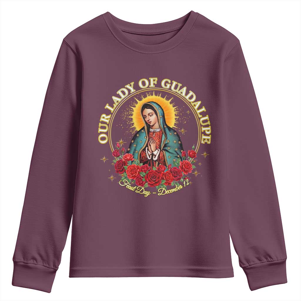 Virgen De Guadalupe Catholic Youth Sweatshirt Our Lady Of Guadalupe - Wonder Print Shop