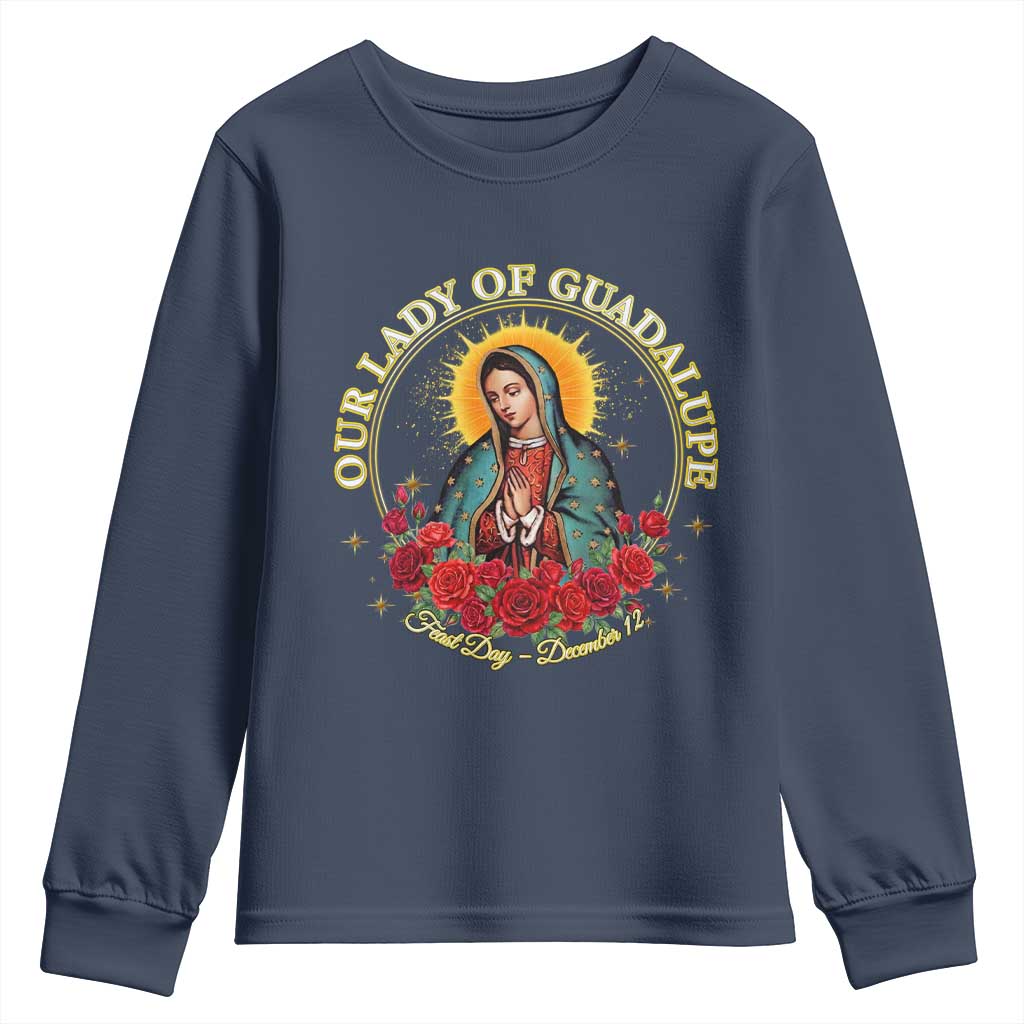 Virgen De Guadalupe Catholic Youth Sweatshirt Our Lady Of Guadalupe - Wonder Print Shop