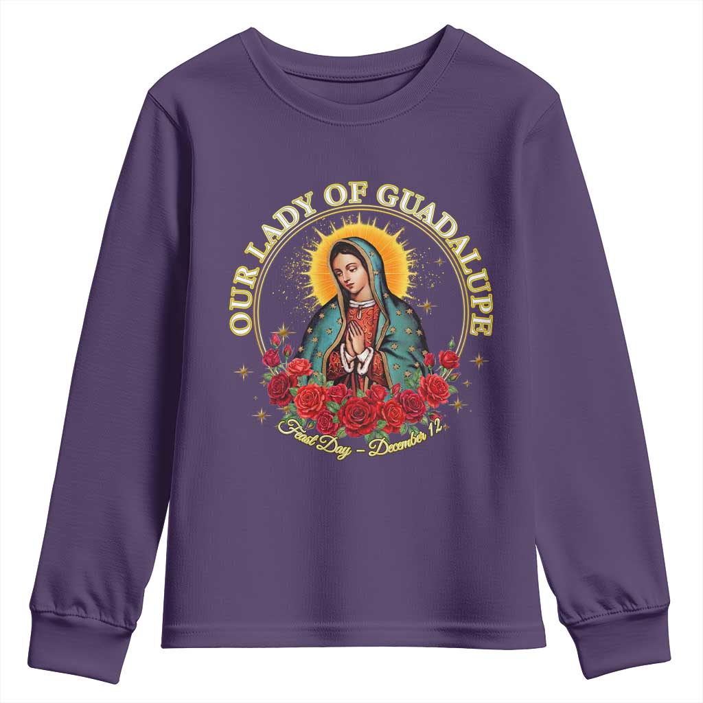 Virgen De Guadalupe Catholic Youth Sweatshirt Our Lady Of Guadalupe - Wonder Print Shop