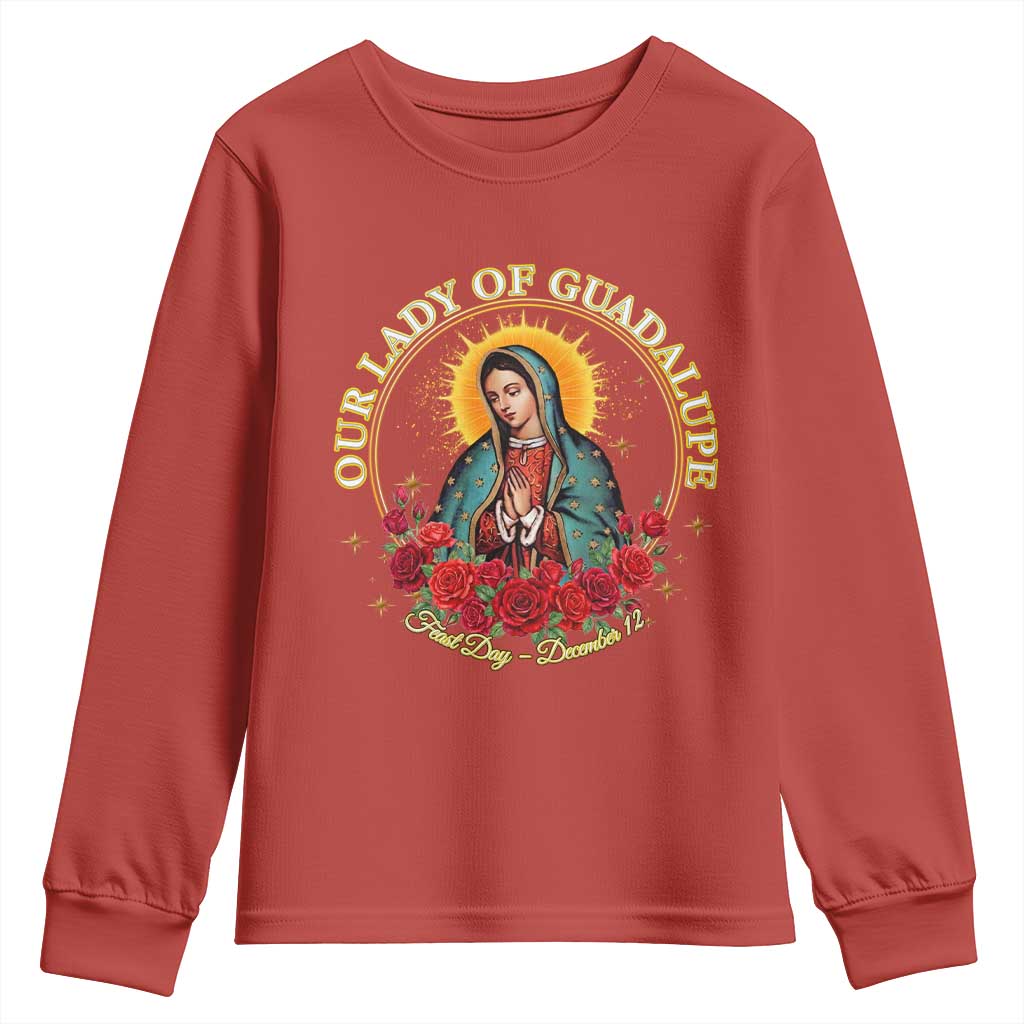 Virgen De Guadalupe Catholic Youth Sweatshirt Our Lady Of Guadalupe - Wonder Print Shop