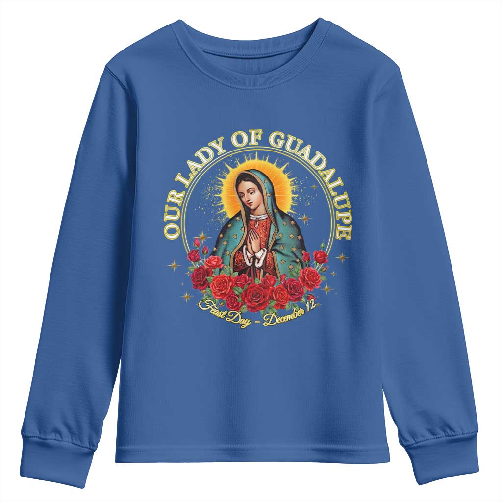 Virgen De Guadalupe Catholic Youth Sweatshirt Our Lady Of Guadalupe - Wonder Print Shop