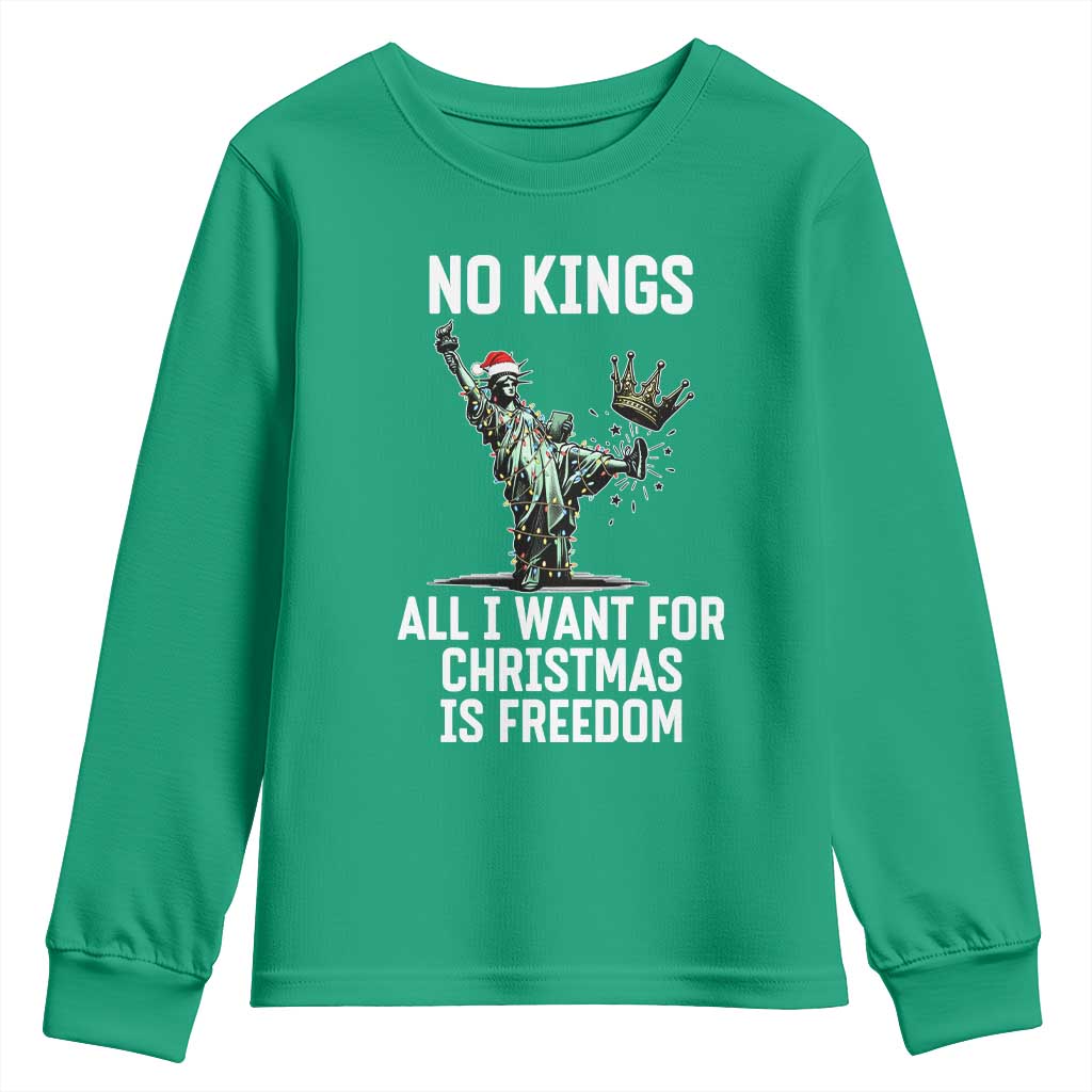 No Kings Youth Sweatshirt All I Want For Christmas Is Freedom - Wonder Print Shop