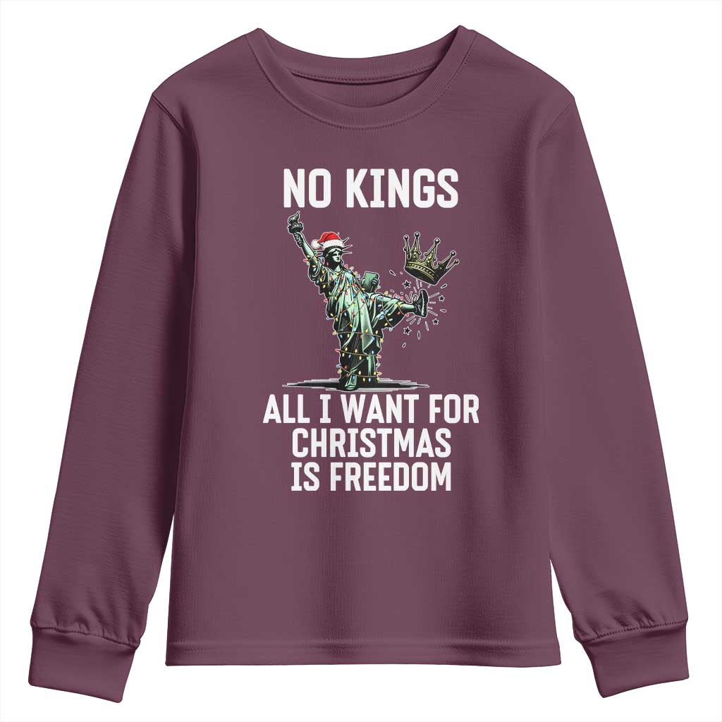 No Kings Youth Sweatshirt All I Want For Christmas Is Freedom - Wonder Print Shop