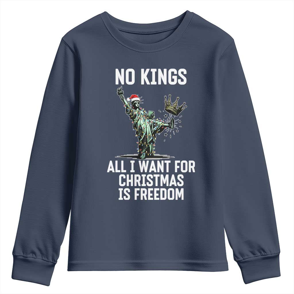 No Kings Youth Sweatshirt All I Want For Christmas Is Freedom - Wonder Print Shop