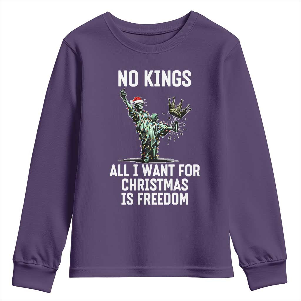 No Kings Youth Sweatshirt All I Want For Christmas Is Freedom - Wonder Print Shop