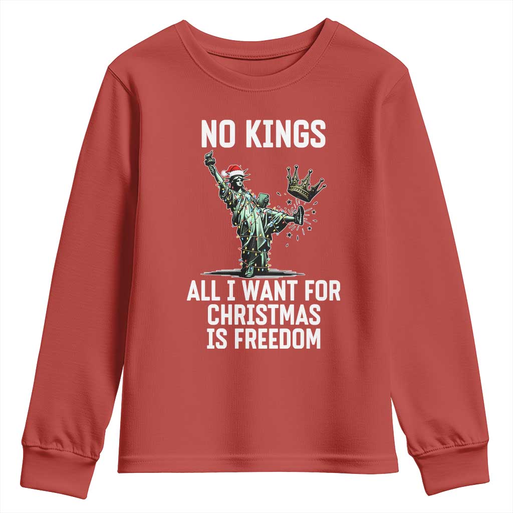 No Kings Youth Sweatshirt All I Want For Christmas Is Freedom - Wonder Print Shop