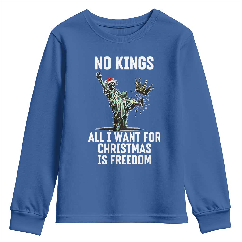 No Kings Youth Sweatshirt All I Want For Christmas Is Freedom - Wonder Print Shop