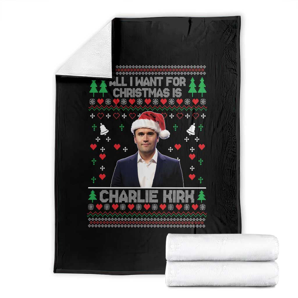 Charlie Kirk Christmas Throw Blanket Freedom Memorial Patriotic Christian Xmas - Wonder Print Shop