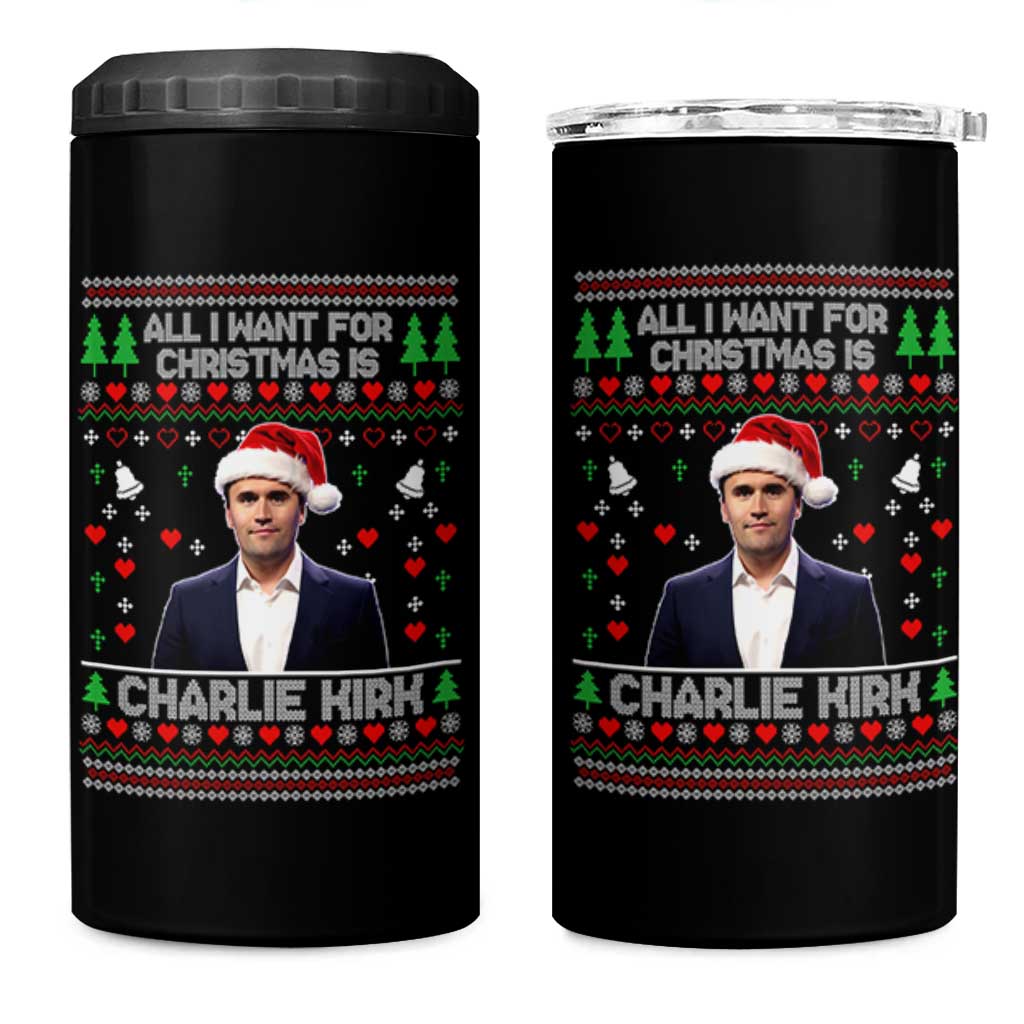Charlie Kirk Christmas 4 in 1 Can Cooler Tumbler Freedom Memorial Patriotic Christian Xmas - Wonder Print Shop
