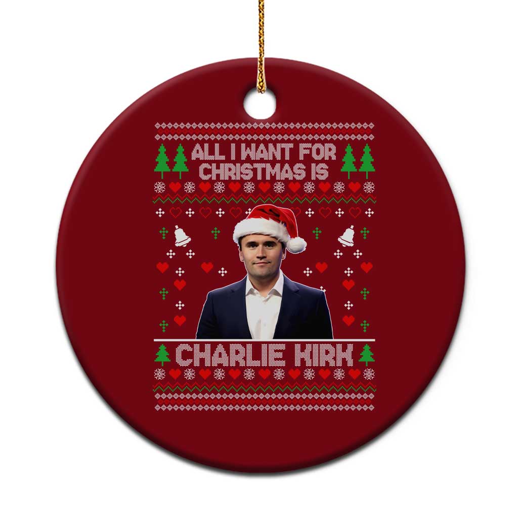 Charlie Kirk Xmas Ceramic Ornament Freedom Memorial Patriotic Christian Xmas - Wonder Print Shop