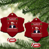 Charlie Kirk Xmas Ceramic Ornament Freedom Memorial Patriotic Christian Xmas - Wonder Print Shop