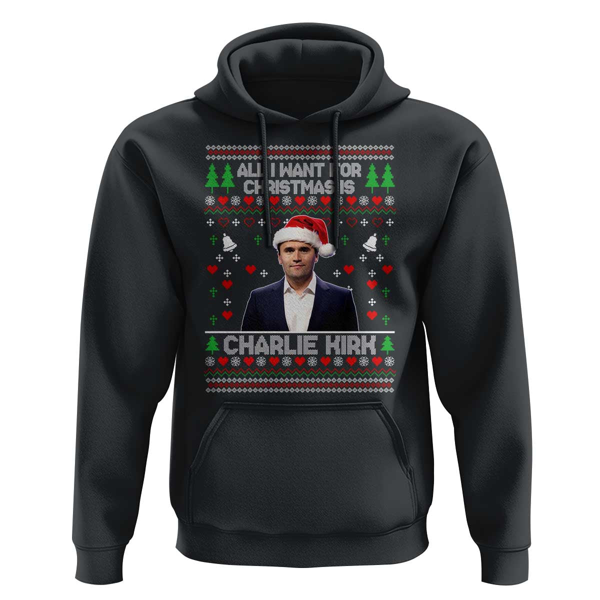 Charlie Kirk Christmas Hoodie Freedom Memorial Patriotic Christian Xmas - Wonder Print Shop