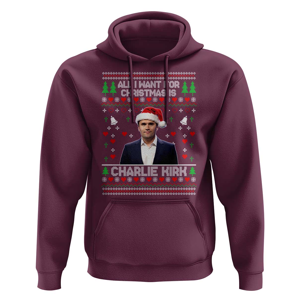 Charlie Kirk Christmas Hoodie Freedom Memorial Patriotic Christian Xmas - Wonder Print Shop