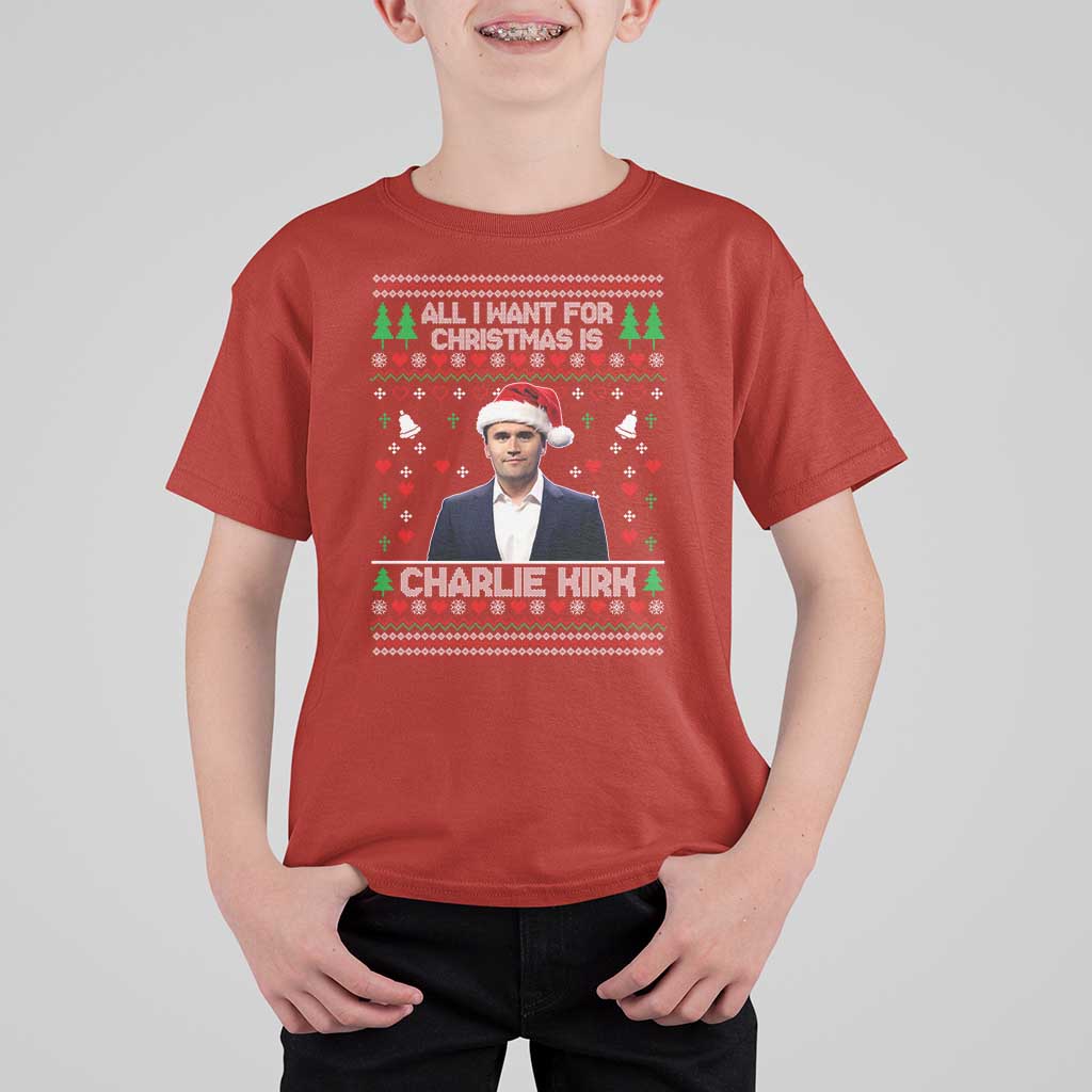 Charlie Kirk Christmas T Shirt For Kid Freedom Memorial Patriotic Christian Xmas - Wonder Print Shop