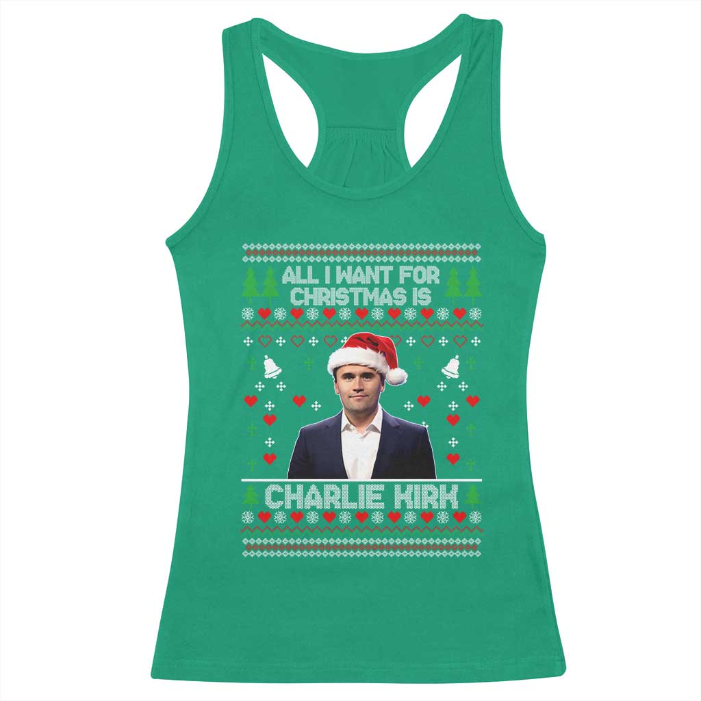 Charlie Kirk Christmas Racerback Tank Top Freedom Memorial Patriotic Christian Xmas - Wonder Print Shop